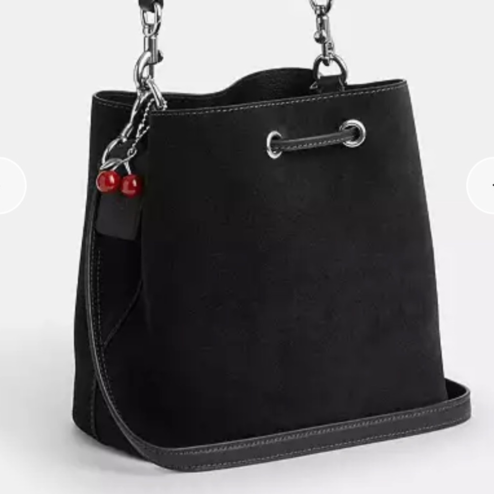 NWT Coach Rowan Black Suede Bucket‎ Crossbody Bag - Picture 13 of 13